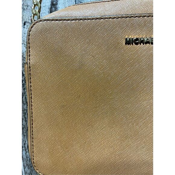Michael Kors Tan Leather Crossbody Bag Purse - Picture 3 of 11